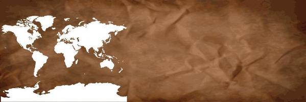 mappa del mondo su banner sfondo marrone vettore
