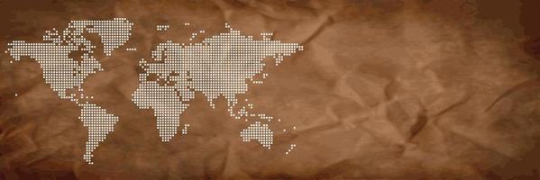 mappa del mondo su banner sfondo marrone vettore