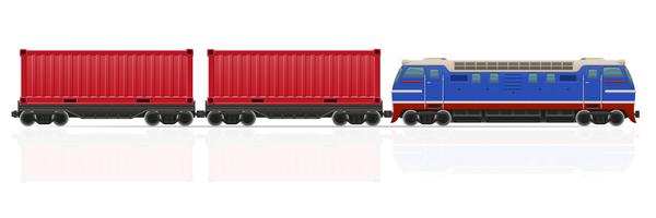 il treno ferroviario con la locomotiva ed i vagoni vector l&#39;illustrazione