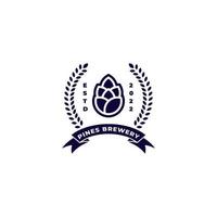 fabbrica di birra a pigna con logo di grano. illustrazione vettoriale