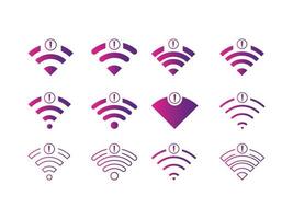 set di nessun colore del gradiente dell'icona del simbolo del segno della rete wireless vettore