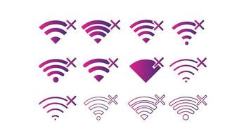 set di nessun colore del gradiente dell'icona del simbolo del segno della rete wireless vettore