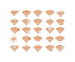 set di nessuna connessione wireless icona segno vettore colore arancione