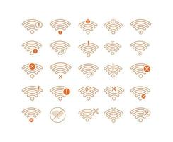 set di nessuna connessione wireless icona segno vettore colore arancione