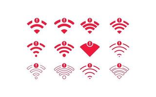 set di connessioni wireless nessuna icona wifi segno vettore colore rosso