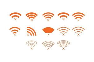 set di nessuna connessione wireless icona segno vettore colore arancione