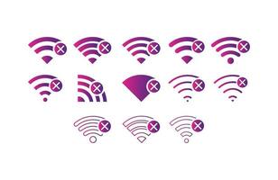 set di nessun colore del gradiente dell'icona del simbolo del segno della rete wireless vettore