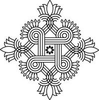 rangoli tradizionali e culturali indiani, alpona, kolam o paisley vector line art. arte bengala india. per la stampa tessile, logo, carta da parati