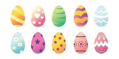 set di uova di Pasqua con vari ornamenti vettore