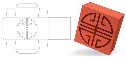 scatola di latta con modello fustellato cerchio cinese stencil vettore