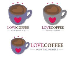 illustrazione disegno vettoriale del modello di logo della tazza di caffè d'amore per affari o società