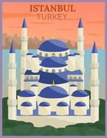 illustrazione disegno vettoriale di poster di viaggio retrò e vintage di istanbul, turchia