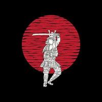 illustrazione disegnata a mano del guerriero samurai vettore