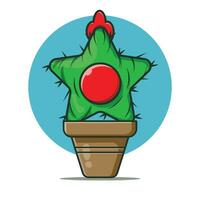 icona del fumetto illustrazione di carino cactus stella minuscolo in un vaso marrone. concetto di pianta di fantasia. design isolato premium vettore