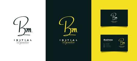 design iniziale del logo bm in un elegante stile di scrittura a mano. logo o simbolo della firma bm per matrimonio, moda, gioielli, boutique, identità botaniche, floreali e aziendali vettore