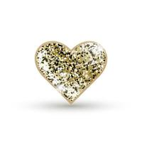 3d icona cuore con glitter dorato isolato su sfondo bianco. il brillante cuore volumetrico proietta un'ombra. illustrazione vettoriale