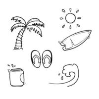 illustrazione dell'elemento estivo di doodle disegnato a mano con vettore di stile del fumetto isolato