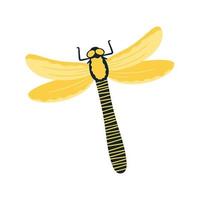 icona piatta libellula. bellissima libellula gialla. illustrazione vettoriale isolato su uno sfondo bianco