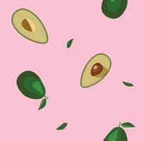 intero e mezzo avocado e foglie senza cuciture vettore