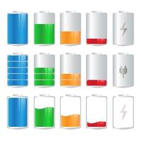 set di icone colorate con indicatore di carica della batteria vettore