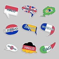 set di adesivi per la diversità linguistica vettore