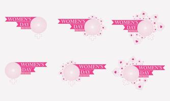 collezione di distintivi per la festa della donna rosa piatta vettore