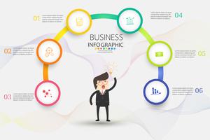 Modello di business design 6 opzioni o passaggi elemento grafico infografica vettore