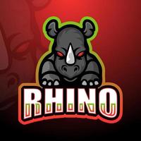 design del logo esport della mascotte del rinoceronte vettore