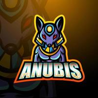 design del logo esport della mascotte di anubis vettore