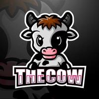 design del logo esport della mascotte della mucca vettore