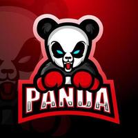 design del logo esport della mascotte del panda di boxe vettore