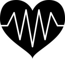 vettore dell'icona del glifo a forma di cuore del battito cardiaco