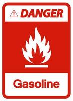 segno di simbolo di benzina di pericolo su priorità bassa bianca vettore