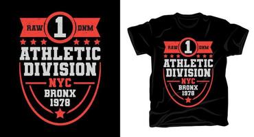 design della maglietta tipografica della divisione atletica vettore