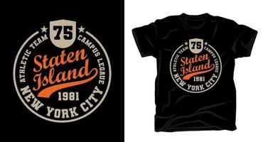 design della t-shirt tipografica staten island vettore