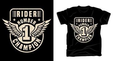 design della t-shirt tipografica campione numero uno del pilota vettore