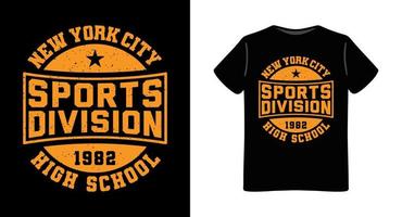 design t-shirt tipografia divisione sportiva vettore