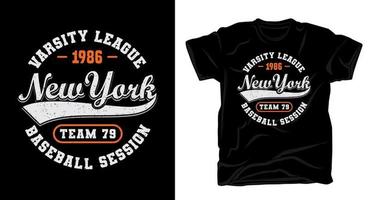 t-shirt tipografica varsity league new york design vettore