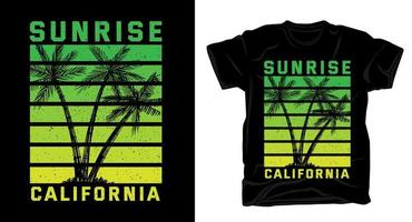 t-shirt con design tipografico estivo alba california vettore