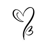 Disegnata a mano due cuore segno d&#39;amore. Vettore di calligrafia romantica del giorno di San Valentino. Simbolo dell&#39;icona di Concepn per t-shirt, cartolina d&#39;auguri, matrimonio poster. Design illustrazione piatta elemento
