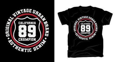 t-shirt tipografica ottantanove campioni della California vettore