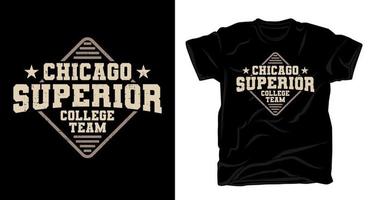 design della t-shirt tipografica della squadra del college superiore di chicago vettore