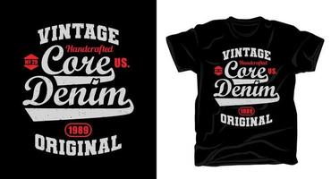 design della t-shirt tipografica in denim vintage vettore