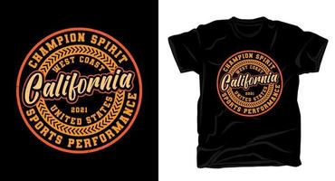 tipografia californiana per il design di t-shirt vettore
