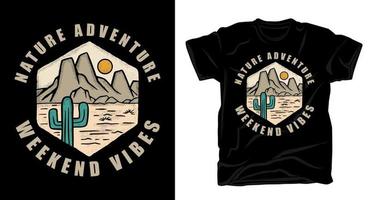 deserto disegnato a mano con t-shirt tipografica vettore