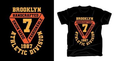 t-shirt tipografica della divisione atletica di Brooklyn Seven vettore