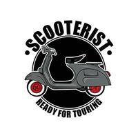 modello logo scooterista con sfondo bianco.eps vettore