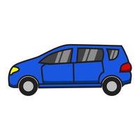 disegno dell'illustrazione del fumetto dell'automobile di colore blu. vettore