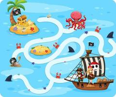 modello di gioco serpente e scale con tema pirata vettore