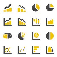 Grafico grafico e icone diagramma. Affari e concetto finanziario. Insieme di raccolta di icone piane. Illustrazione vettoriale